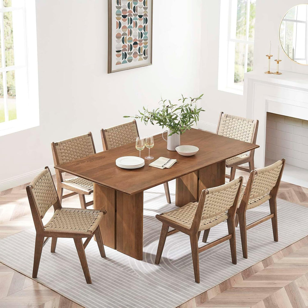 Amistad 72" Solid Wood Modern Farmhouse Rectangular Dining Table in Walnut