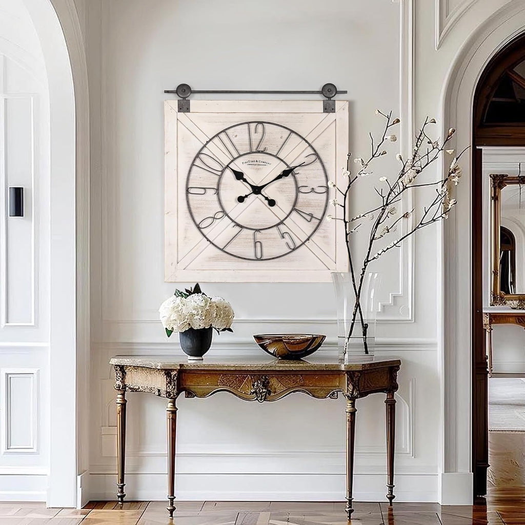 Rustic Large Wall Clock, Classic Vintage Hanging Clock