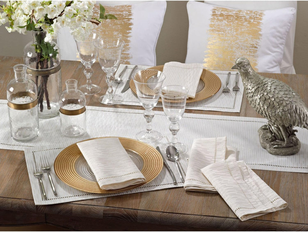 Ivory White Hemstitched Design Holiday Special Occasion Dinner Tablecloth, 65" X 84" Rectangular, 10