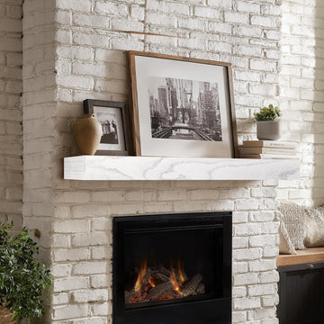 Fireplace Mantel Shelf, 48×8×3 Inch Wooden Floating Shelf, White
