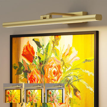 Wireless Picture Lights for Wall, Battery Operated Wall Light for Painting Rechargeable CCT Rotatable Art Gallery