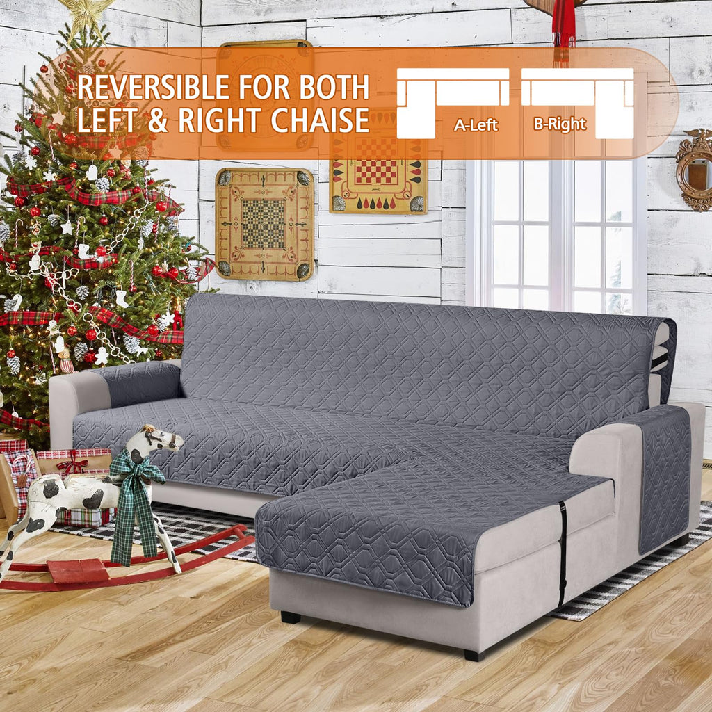 Sectional Couch Covers, L Shaped Sofa Slipcover, X-Large, Dark Gray
