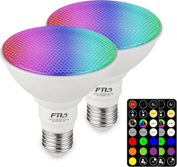 PAR30 LED Color Changing Light Bulb with Remote Control, RGB Dimmable Colored Light Bulbs 10W=65W, 2700K-6000K, 30
