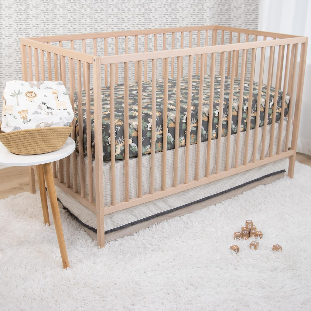 4 Piece Organic Cotton Baby Crib Bedding Set for Boys & Girls - Newborn, Infant & Toddler Nursery Bed Set Decor with
