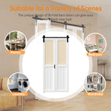 Bifold Barn Door, Cane Webbing Panel with Sliding Folding Closet Door Hardware Kit Set, 36"x 84" Fin