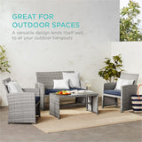 Best Choice Products 4-Piece Outdoor Wicker Patio Conversation Furniture Set for Backyard w/Coffee Table