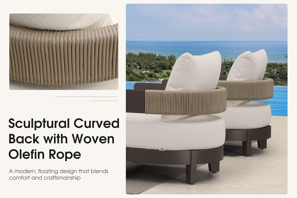 Patio Furniture Set 7 Pieces Loveseat Sofa L-Shaped with Table | Deep Seat and 7.87" High-Resilience Foam Cushion