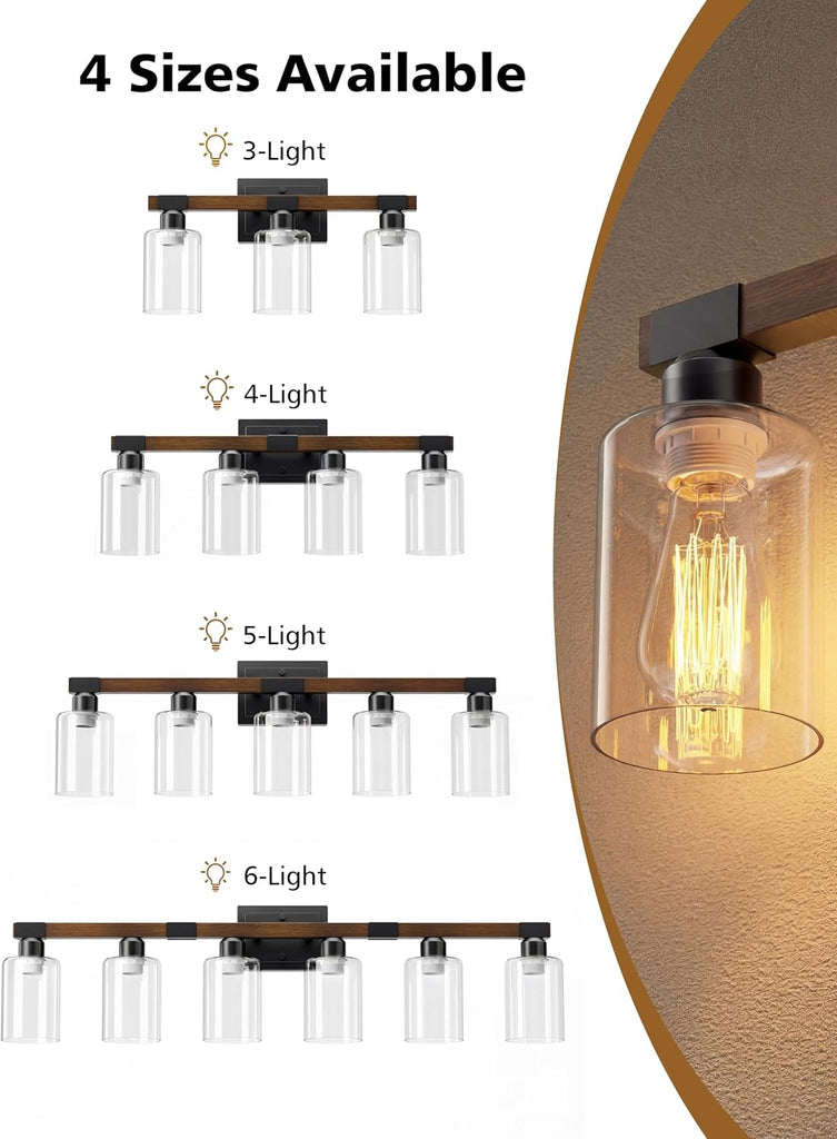 Farmhouse Bathroom Vanity Light Fixtures,3 Light,UL Certificated | 3 Light Bathroom Vanity Lights Over Mirror, Rustic