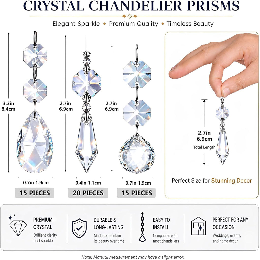 50pcs Assorted Chandelier Crystal Prism Replacement Suncatcher