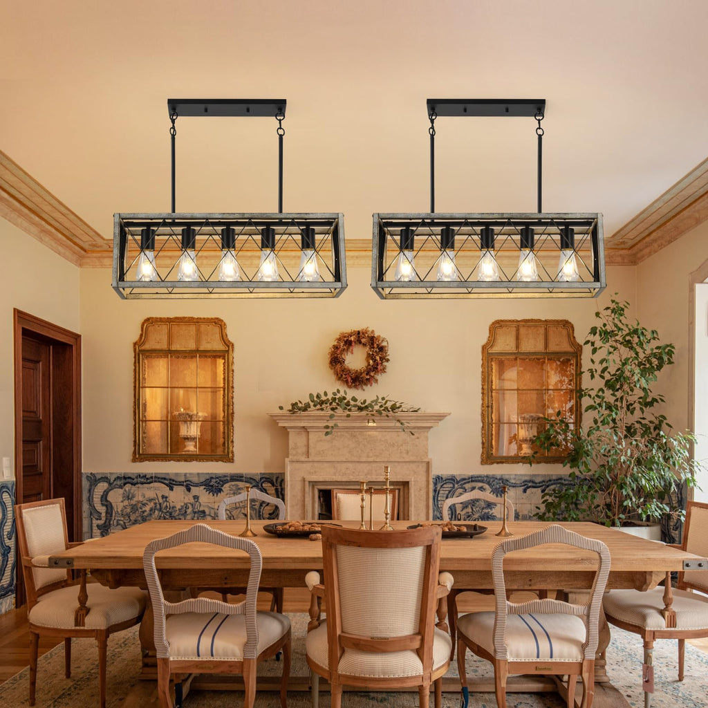 5-Light Farmhouse Kitchen Light, Adjustable Height Pendant Lighting.