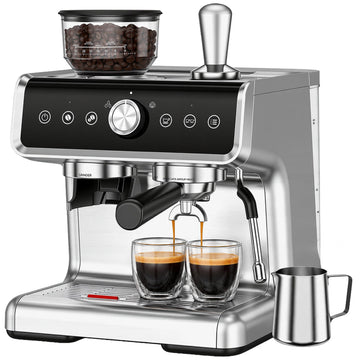 Espresso Machine with Grinder, 30 Grind Settings, 20 Bar Coffee Maker with 58mm Portafilter, Expresso Coffee Machines