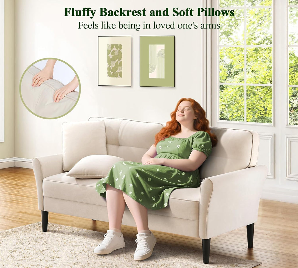 Sofa Set , Comfy Velvet 2 Piece Couch Sets , Tool-Free Setup 3 Seat Couch and Loveseat Sets, Modern Sofa and Loveseat