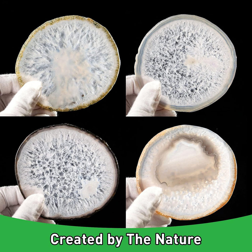 Natural Geode Agate Coaster for Drinks Crystal Coaster - Set of 4