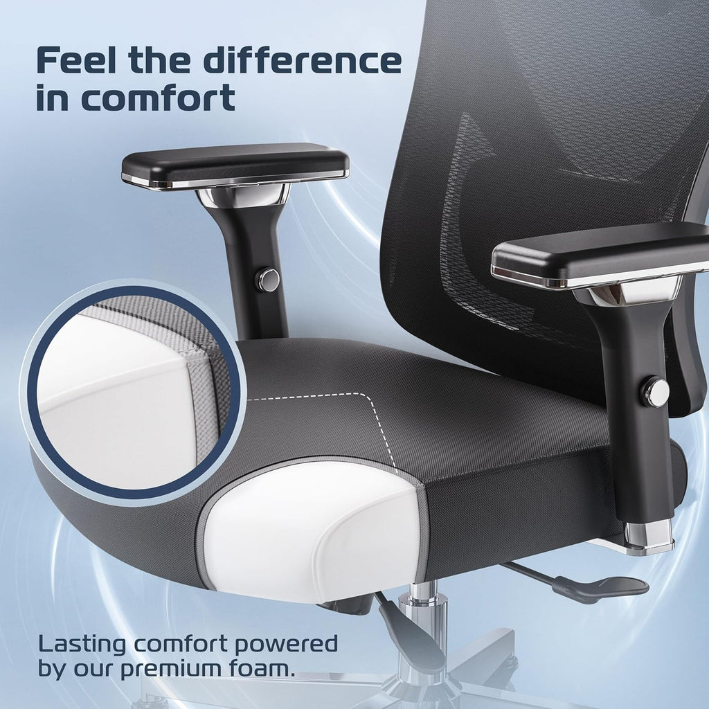 Ergonomic Comfy [#1 in Tests] Ergonomic Chair with Breathable Mesh Back | Computer Chair with wheels | Home Office