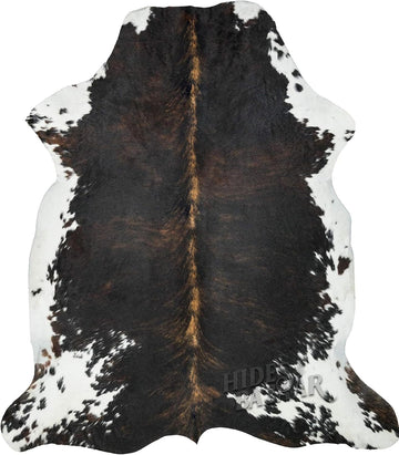 Dark Brown Brindle Cowhide Rug 6x8 ft, Real Hair on Hide Rug | Dark chocolate brown brindle stripes. Genuine hair on