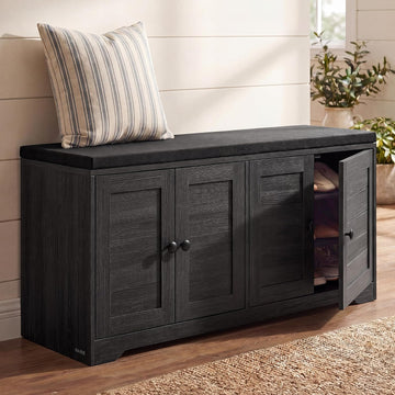 3-Tier Entryway Bench, Shoe Bench with Padded Seat, , 14.2 x 47.8 x 20.9 Inches, Dark Gray