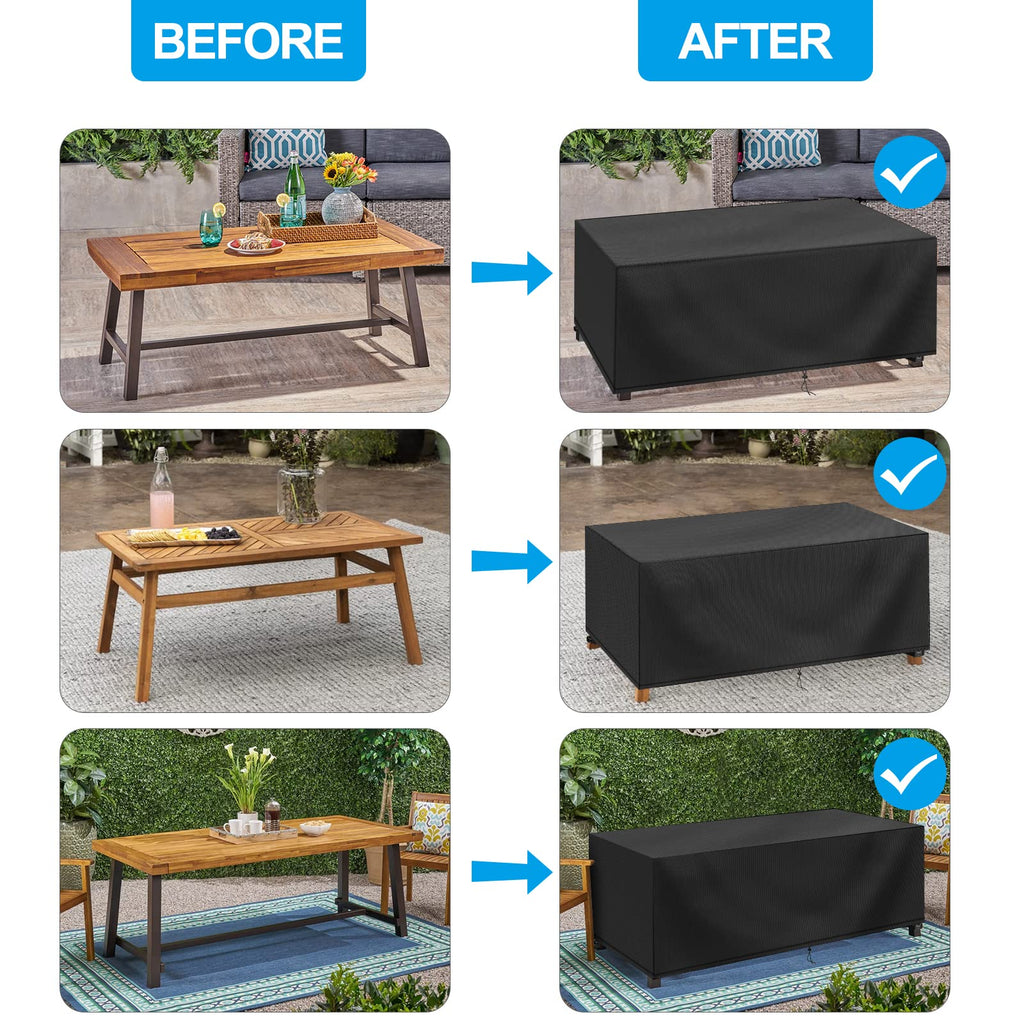 Rectangular Coffee Table Cover 100% Waterproof, 46x26x13 inch Outdoor Table Cover, Patio Furniture Cover for Dinning