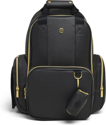 Unisex-adult Signature Hug Pack Diaper Backpack, Black Leather, One Size