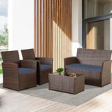 4 Piece Outdoor Patio Furniture Sets, Patio Sectional Furniture Conversation Sofa Set