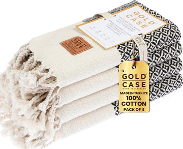 Turkish Hand Towels Set of 4 - 20 x 40'' - 100% Cotton Bathroom Towels - Aphrodite Kitchen Small Towel for Spa, Face