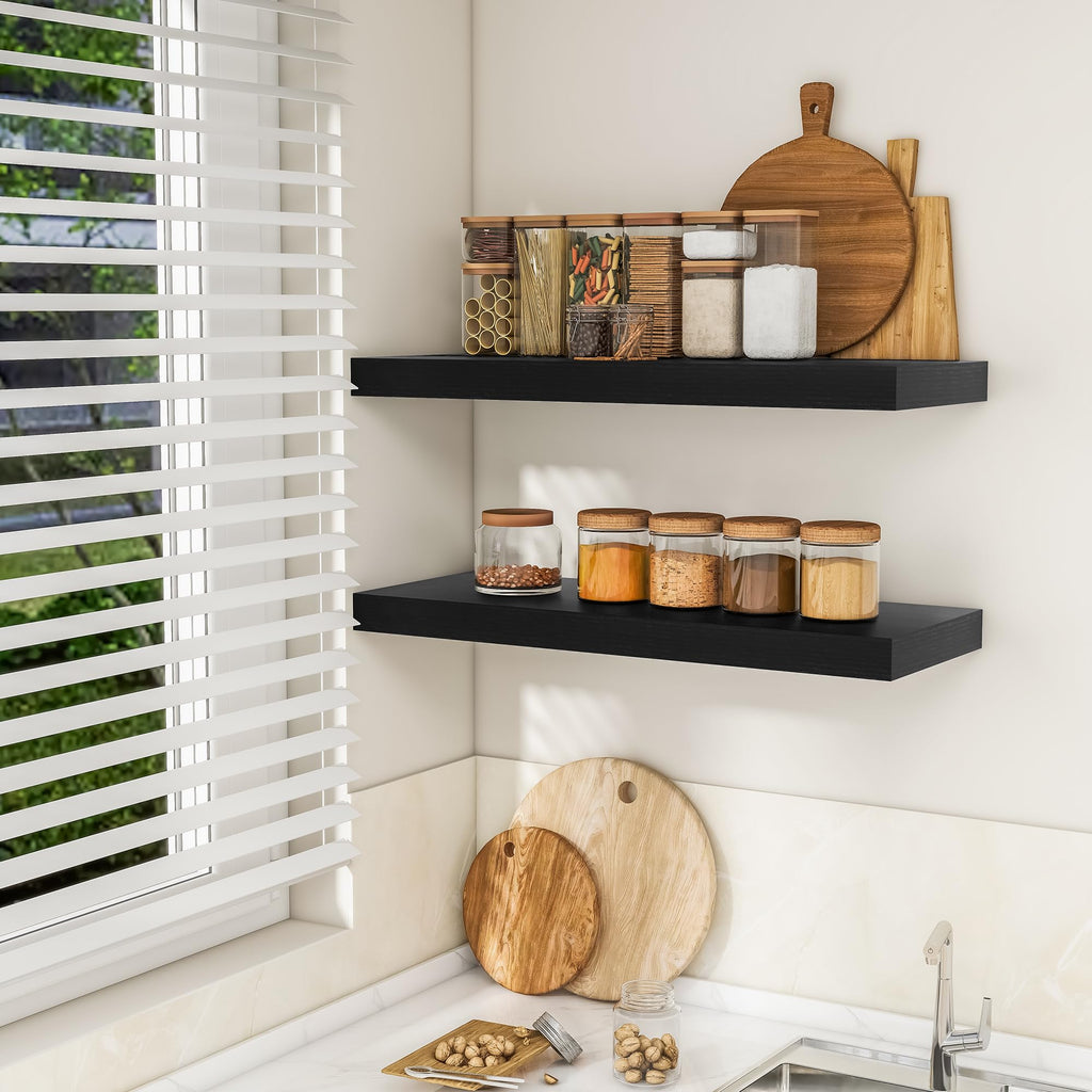 36Inch Floating Shelves for Wall 2Pack, Black, 8" Deep