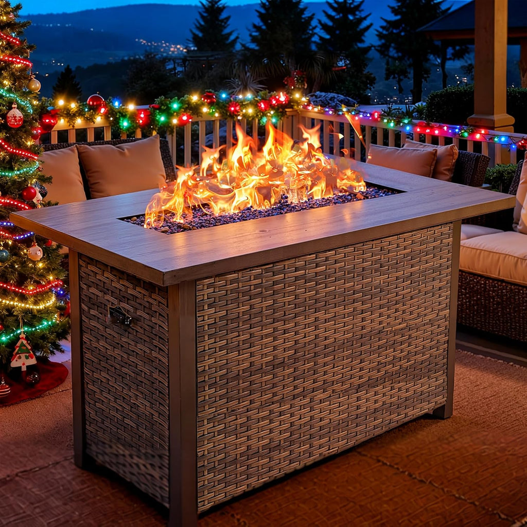 42 Inch Propane Fire Pit Table, 50,000 BTU Outdoor Gas Fire Pits with Removable Lid, 2 in 1 Rectangular Firepit Table for Outside Patio Deck and - Image 6