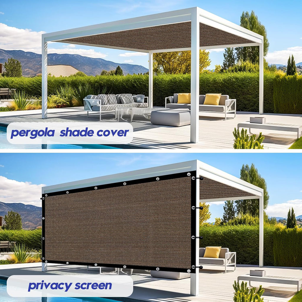 8' X 20' 90% Sun Shade Cloth Outdoor Patio Mocha Pergola Shades Cover Privacy Screen UV Block Porch Screens Canopy