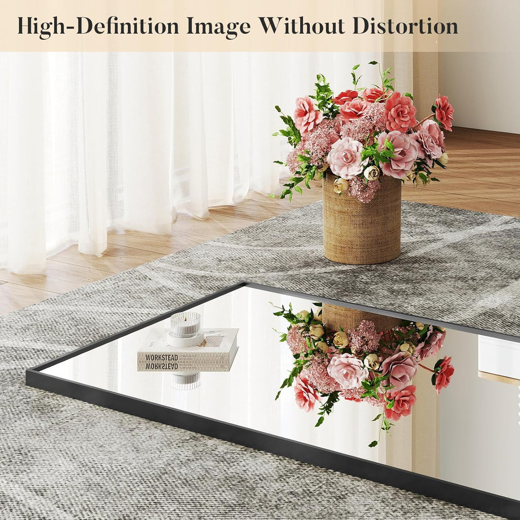 Wall-Mounted Full Length Mirror 25"x 71" , Full Body Floor Mirror with Stand, Hanging or Leaning for Wall, Black