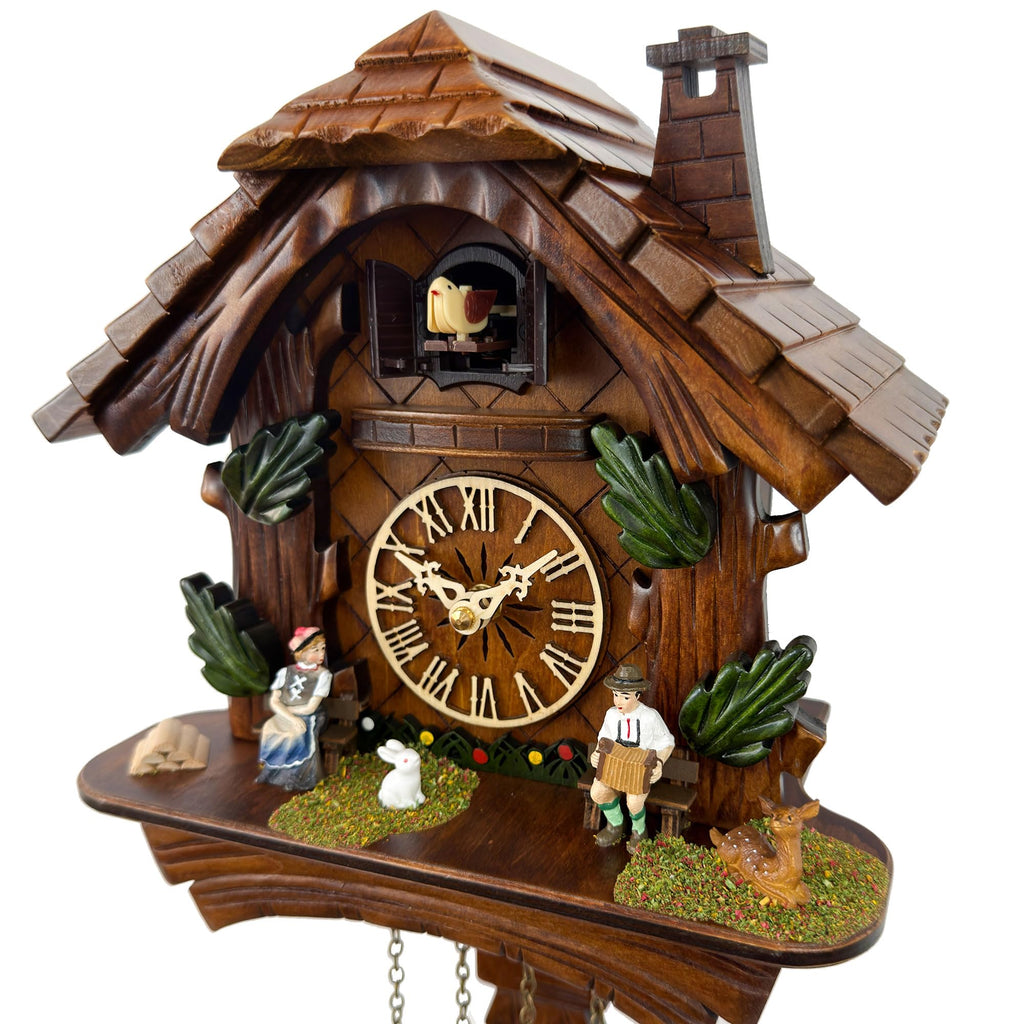 Musical Cuckoo Clock for Wall, Black Forest Chalet, Quartz