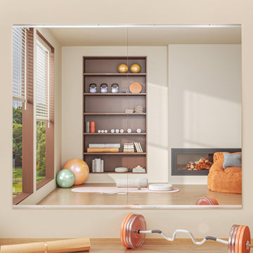 Gym Mirror, 2 Pack 48"x32" Each Tempered Glass Explosion-Proof Workout Mirrors, Frameless Square Full Length