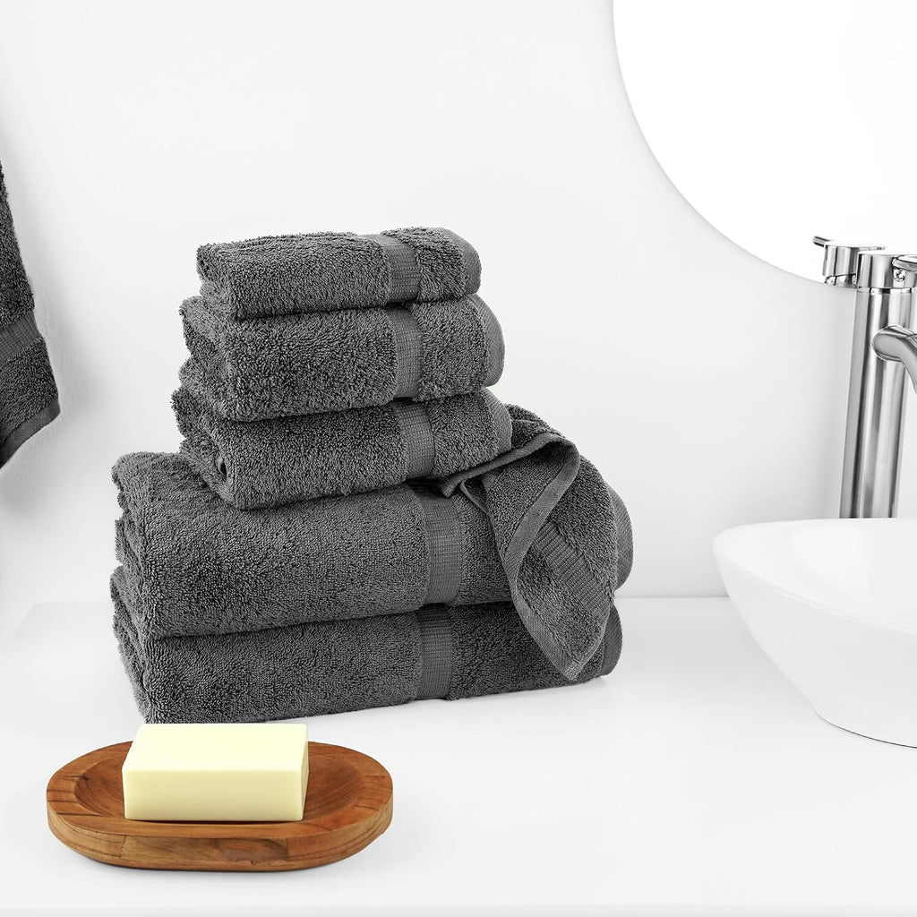 Hotel & Spa Quality 100% Cotton Premium Turkish Towels | Soft & Absorbent (Dark Gray, 6-Piece Towel Sets)