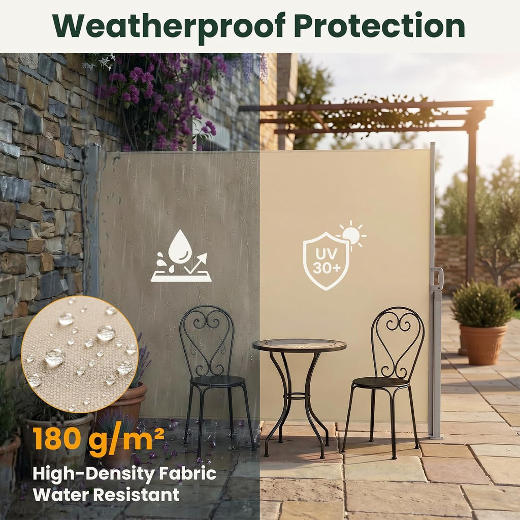 Retractable Side Awning 71" x 236" - Retractable Privacy Screen Outdoor , Waterproof UV Resistant, Outdoor Privacy