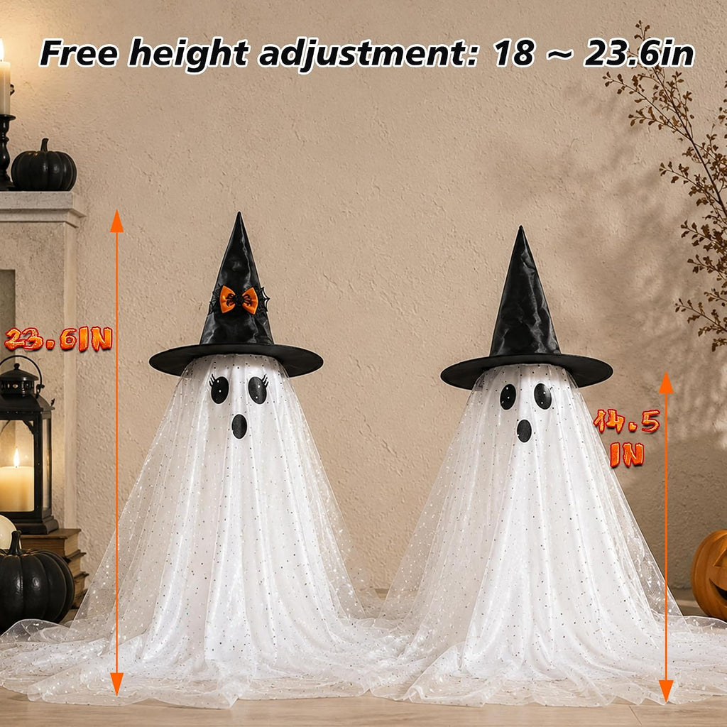Halloween Decorations Indoor,Ghost Decor with String Lights Remote Control,Halloween Party Decorations,Spooky - Set of 2