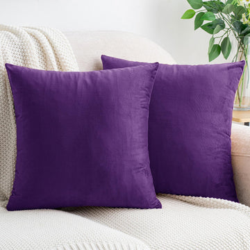 Purple Throw Pillow Covers Velvet 20x20 Inch Pack of 2