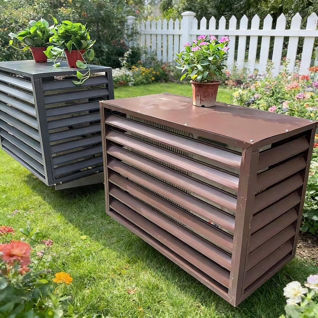 Aluminum Alloy Air Conditioner Privacy Fence, Freestanding Outdoor AC Screen Cover, Weatherproof Rust-Proof