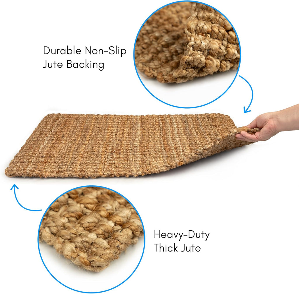 Handwoven Jute Rug - 2'x3', Natural Fiber Area Rug, Eco-Friendly, Durable, Versatile Accent Rug for 
