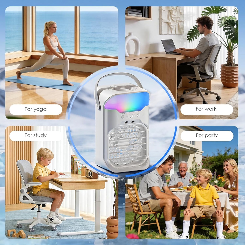 Portable Air Conditioners,4-in-1 Air Conditioner with Dual-Nozzle Spray Function,3 Fan Speeds,1-3-6 Timer,10