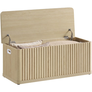 Storage Bench 40.2" Wide Shoe Bench with Lift Top Large Wooden Storage Chest Trunk Modern Blanket Chest with 2 Safety