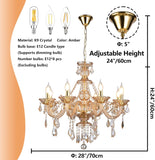 8-Light Amber Crystal Chandelier, K9 Crystal Modern Luxurious Crystal Candle Pendant Light, Luxury Crystal Ceiling Light Fixtures for Living Room, Kitchen, Dining Room (8 Lights) A110-B0CRHFB121