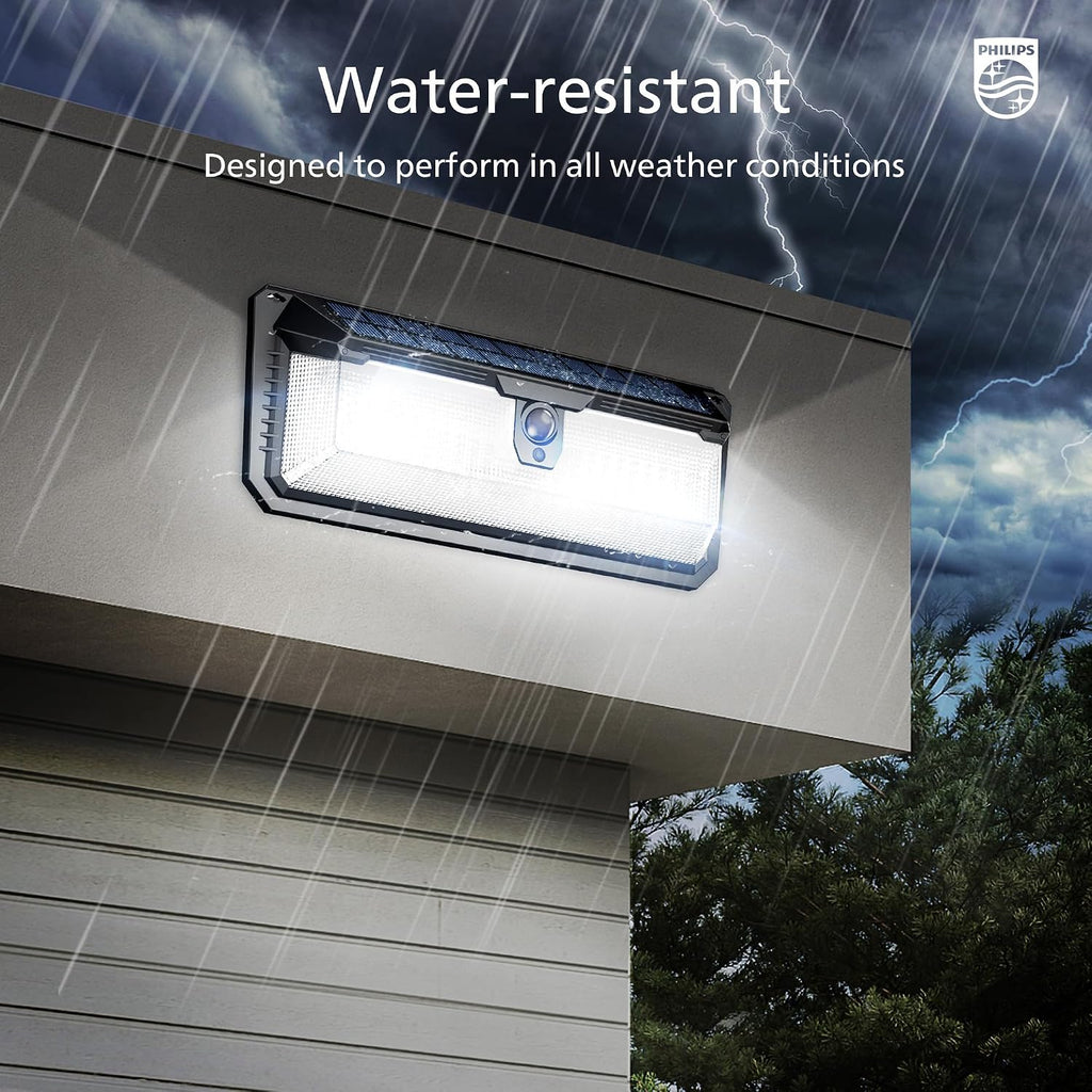 Solar Lights Motion Sensor Outdoor, 258 LEDs Solar Powered Security Lights, 3 Lighting Modes, Waterproof Wall Light