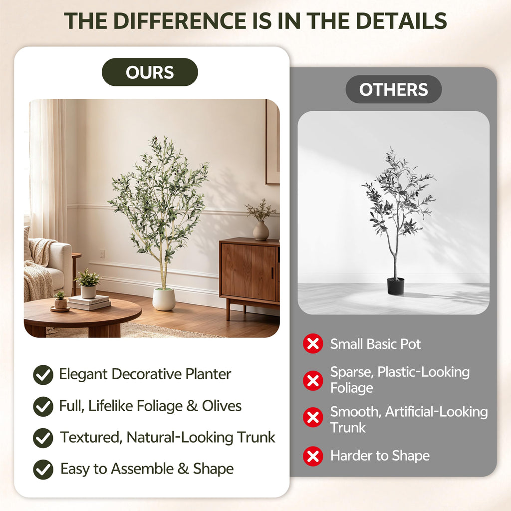 5ft Olive Trees Artificial Indoor with White Tall Planter