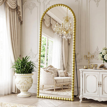 Antique Gold Full Length Mirror 71x28 Inch, Beaded Standing Mirror