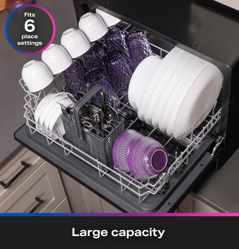 Countertop Dishwasher, 6 place settings, 6 wash cycles, WiFi Connected, with Built-In Capabilities