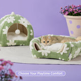 Cute Cat Beds for Indoor Cats - 2 in 1 Cat Cave Bed for Kittens and Small Pets with Removable Washable Cushioned