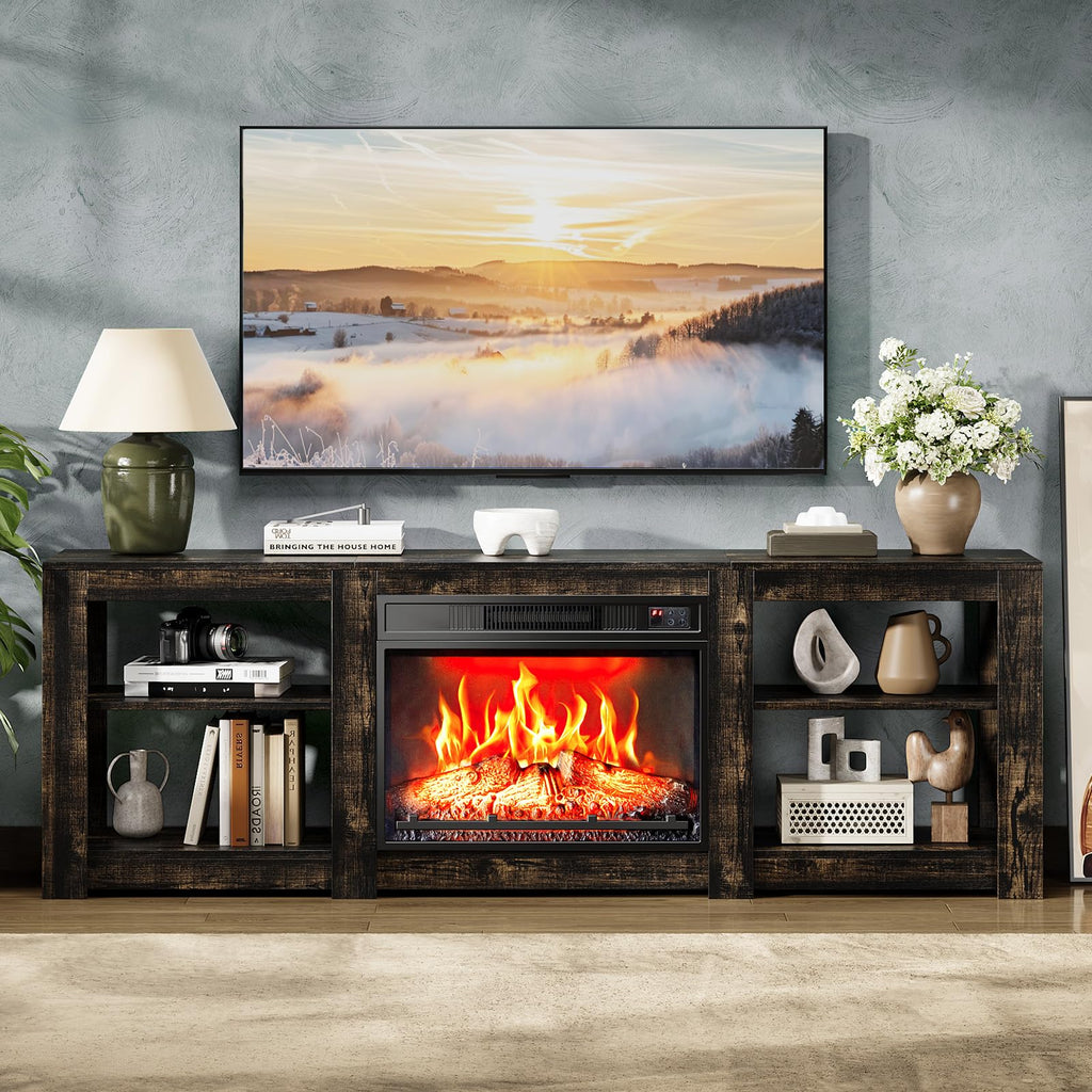 70" for up to 80 inch TVs, Dark Rustic Oak