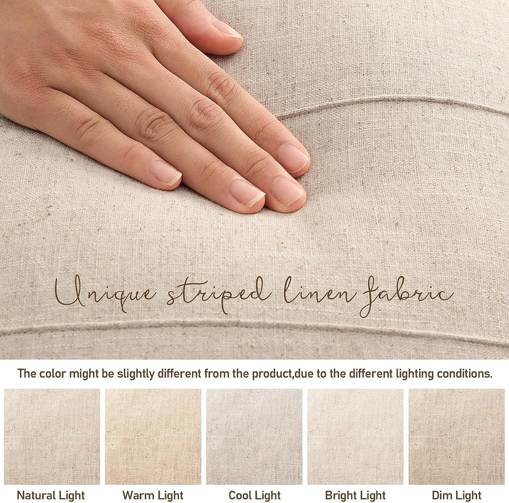 Decorative Linen Throw Pillow Covers 18x18 Set of 2 Solid handcrafted Striped Cushion Covers