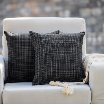 Farmhouse Outdoor Waterproof Throw Pillow Covers Pack of 2, 18x18 Inch Decorative Garden Cushion Covers, Solid Accent