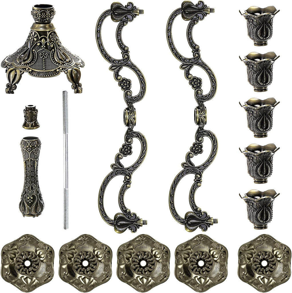 5-Candle Metal Candelabra, 10 Inch Tall 5 Arms Candle Holder Stick for Taper Candles, Vintage Candelabra Candle Stand