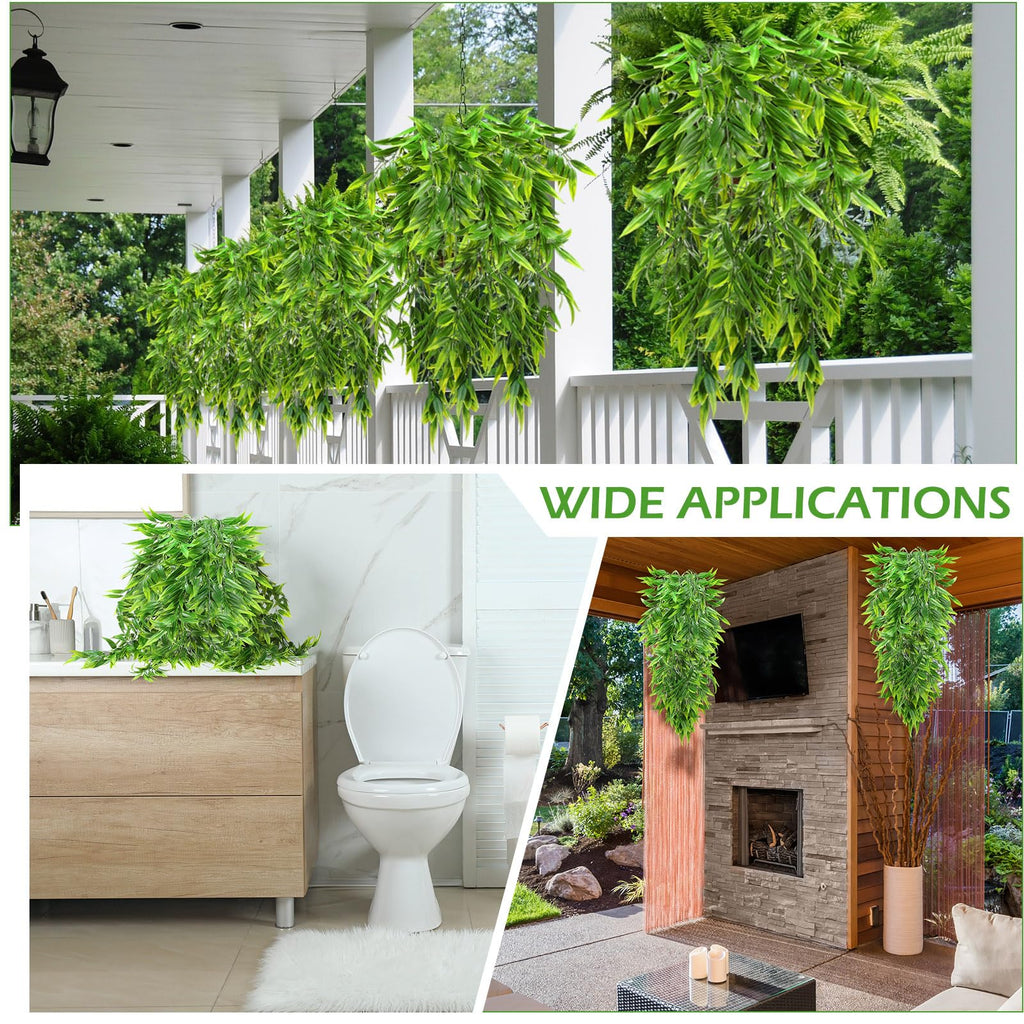 12 Pcs Artificial Hanging Greenery Plants, Bamboo