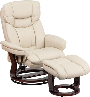 Modern Reclining Lounge Chair and Ottoman — Beige
